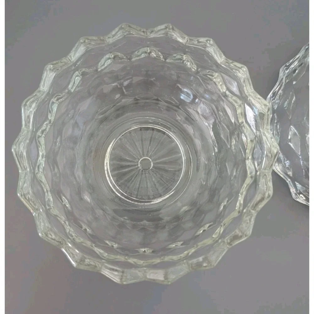 Vtg Clear Cubist Pattern Fairy Lamp 2 pc Glass Globe Beautiful Decor Romantic